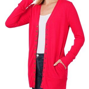 ⭐️CLEARANCE⭐️NEW! Zenana Ruby Lightweight Snap Button Sweater Cardigan w/Pockets